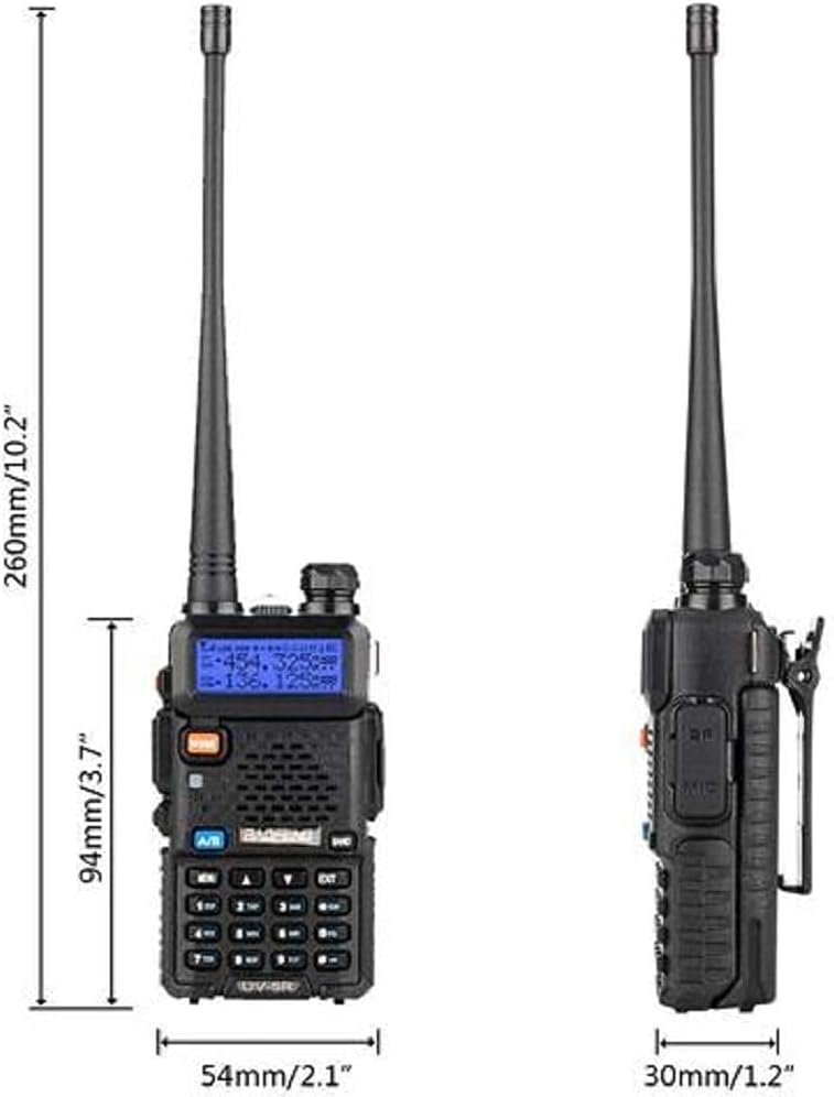 UV5R baofen gWalkie Talkie VHF UHF FM Radio with Dual Band Radio, Black (1 pc) 1800mAh Li-ION Battery